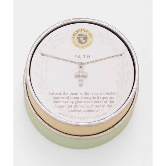 SLV Necklace 18ª Faith/Pearl Cross Silver