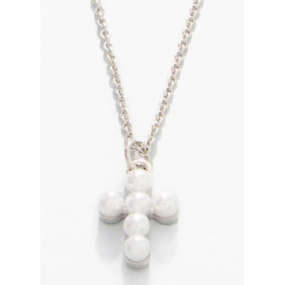 SLV Necklace 18ª Faith/Pearl Cross Silver