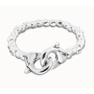 Beads bracelet with interlocking carabiner