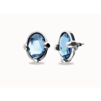 Studs with blue oval faceted crystals