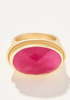 Oval Stone Ring 7 Pink