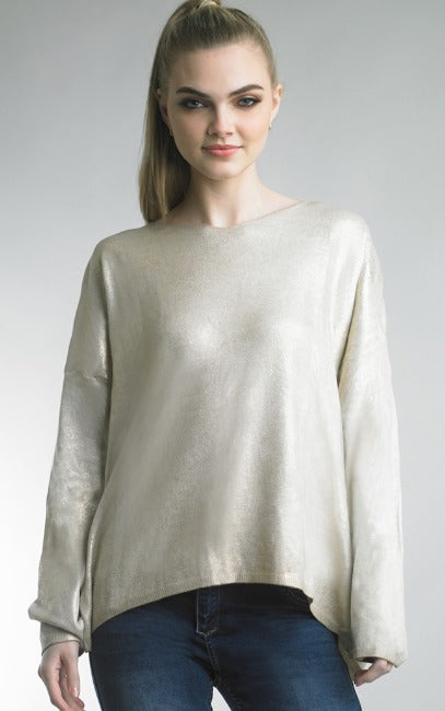 Beige Gold Wash Knit Top