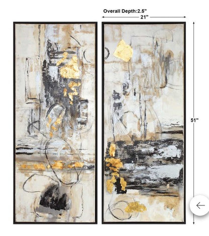 Life Scenes Hand Painted Canvases, S/2