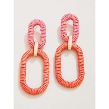 Straw Link Earrings Red