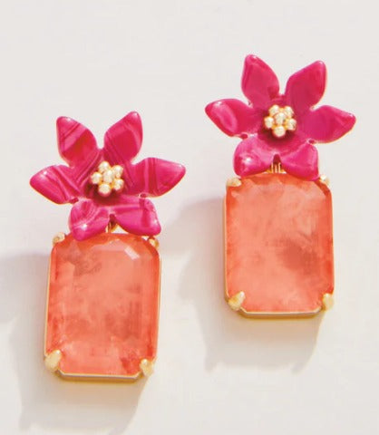 Blooming Gem Earrings Pink