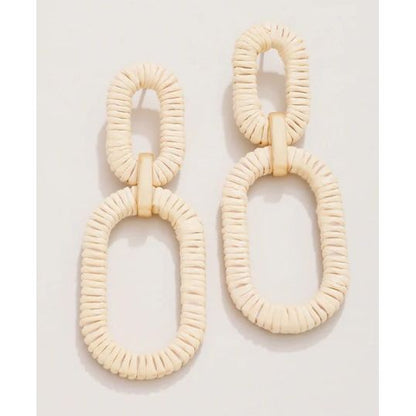 Straw Link Earrings Natural