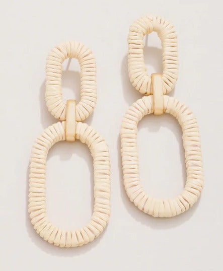 Straw Link Earrings Natural
