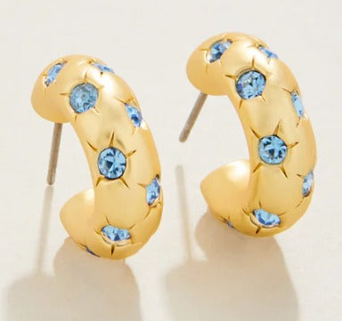 Chubby Hoop Earrings Blue