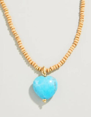Full Heart Necklace 18“ Turquoise/Natural