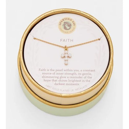 SLV Necklace 18º Faith/Pearl Cross Gold