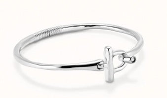 Bangle bracelet with white topaz