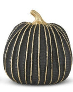 BLACK & GOLD STRIPE RESIN PUMPKIN