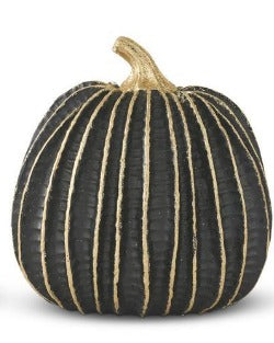 BLACK & GOLD STRIPE RESIN PUMPKIN