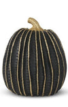 BLACK & GOLD STRIPE RESIN PUMPKIN
