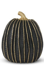BLACK & GOLD STRIPE RESIN PUMPKIN