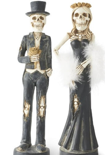 SKELETON LADY & MAN TAPER CANDLESTICK