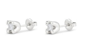 Stud earrings with white cubic zirconia