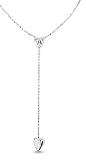 Long adjustable chain necklace with two hearts