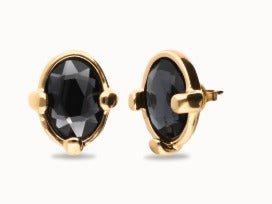 Studs with black oval faceted crystals