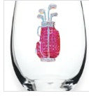 Golf Bag Jeweled Stemless Wine Glass