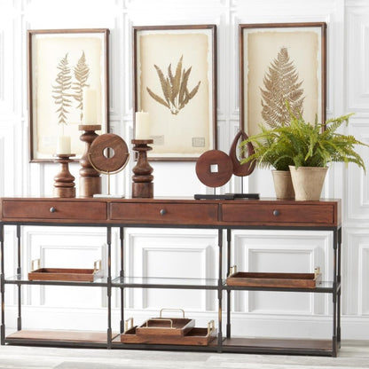 Rusty Metal Framed Dried Fern Botanical Prints