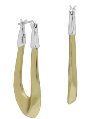 Dream Traveler Puffy Hoops - Brass & Sterling Silver