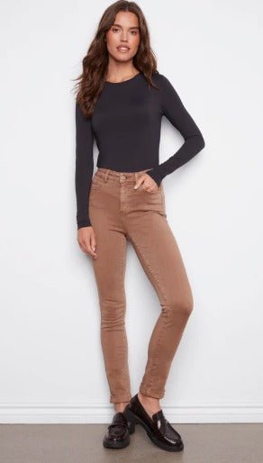 Cuffed Hem Twill Jeans - Truffle