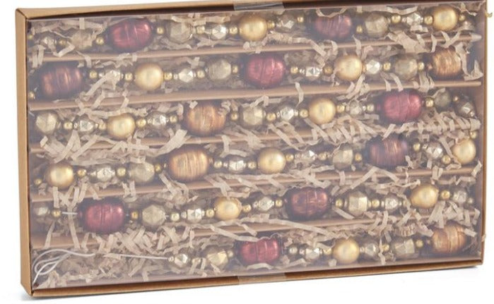 Burgundy Copper & Gold Glass Bead Garland