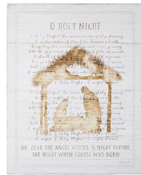 OH HOLY NIGHT NATIVITY TEXTURED WOOD WALL ART
