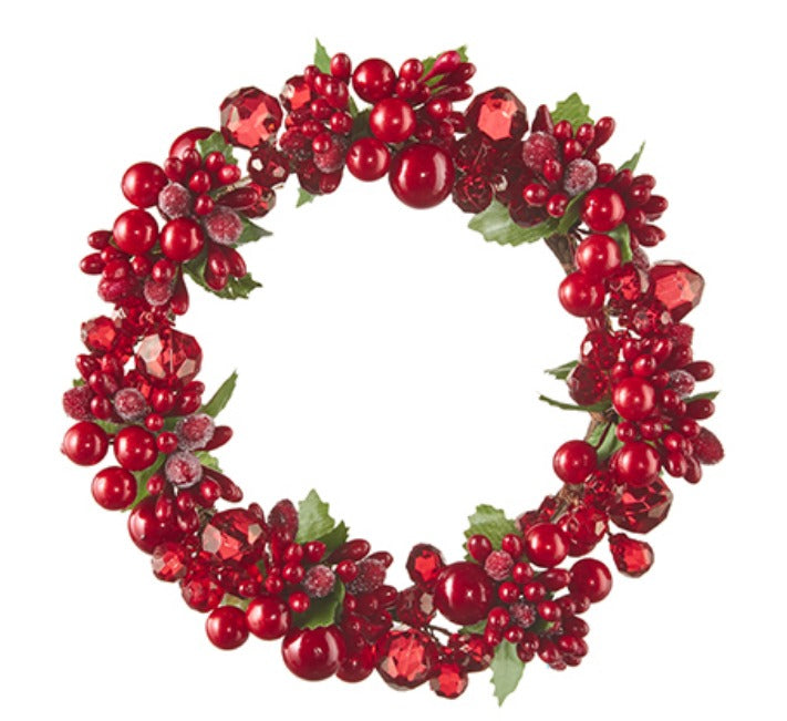 Beaded Berry and Crystal Mini Wreath Candle Ring