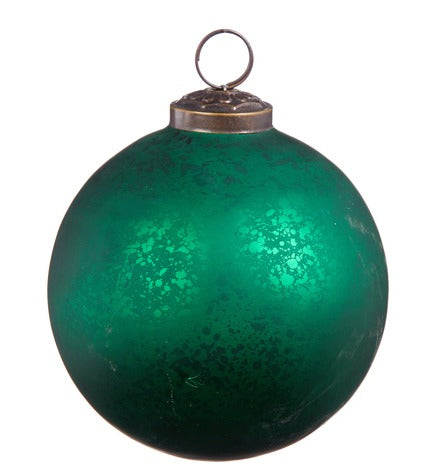Antiqued Dark Green Ball Orn