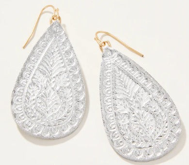 Penelope Leather Earrings  Silver