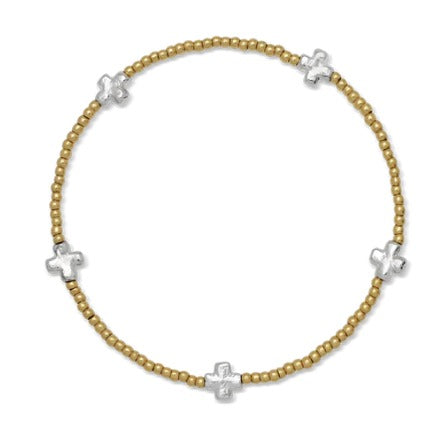 Life in Balance Cross Mini Ball  Stretch Bracelet