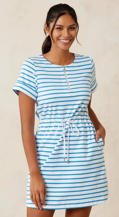 Jovanna Stripe Zip-Front Dress