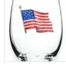 American Flag Jeweled Stemless Wine Glass