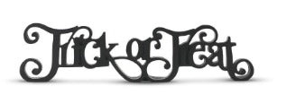 BLACK RESIN TRICK OR TREAT TABLETOP CUTOUT