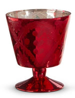 RED LEAF PATTERN MERCURY GLASS VASE