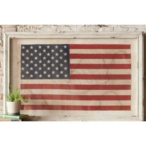 Large Framed American Flag Under Glass