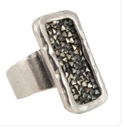 Kristal Plate  Ring Brass Size 8