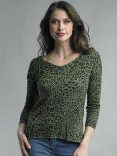 Olive Animal Print Tee
