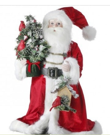 SANTA W/CARDINAL TREE & BIRD HOUSE