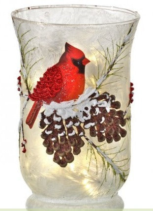 TMR GLASS CARDINAL PINECONE VASE
