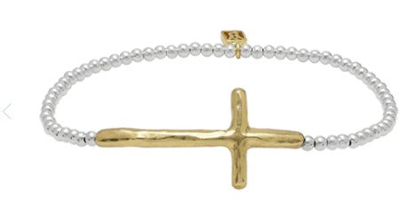 Faith Cross Mini Ball Stretch Bracelet
