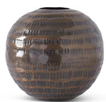 ROUND ANTIQUED COPPER TEXTURED METAL VASE