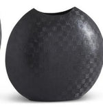 Textured Black Metal Disc Vase