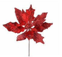 RED POINSETTIA GLT JWL STEM