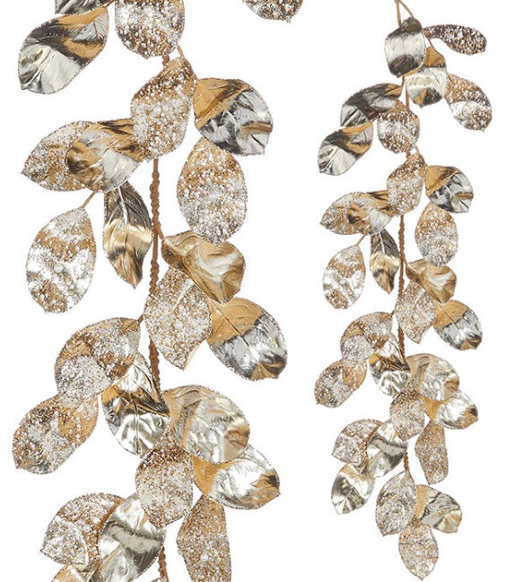 Bead and Pearl Jeweled Magnolia Leaf Garland