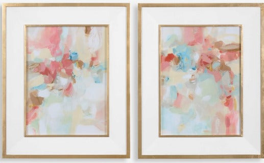 A TOUCH OF BLUSH AND ROSEWOOD FENCES FRAMED PRINTS, S/2