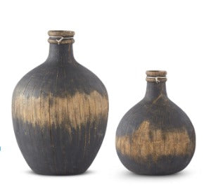 Black & Tan Woodgrain Resin Vase