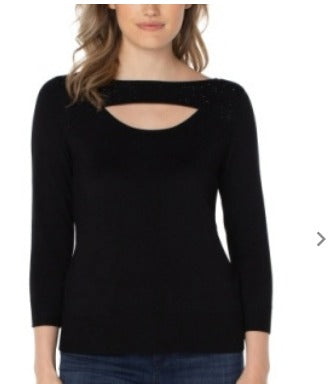 3/4 sleeve sweater w/rhinestones
